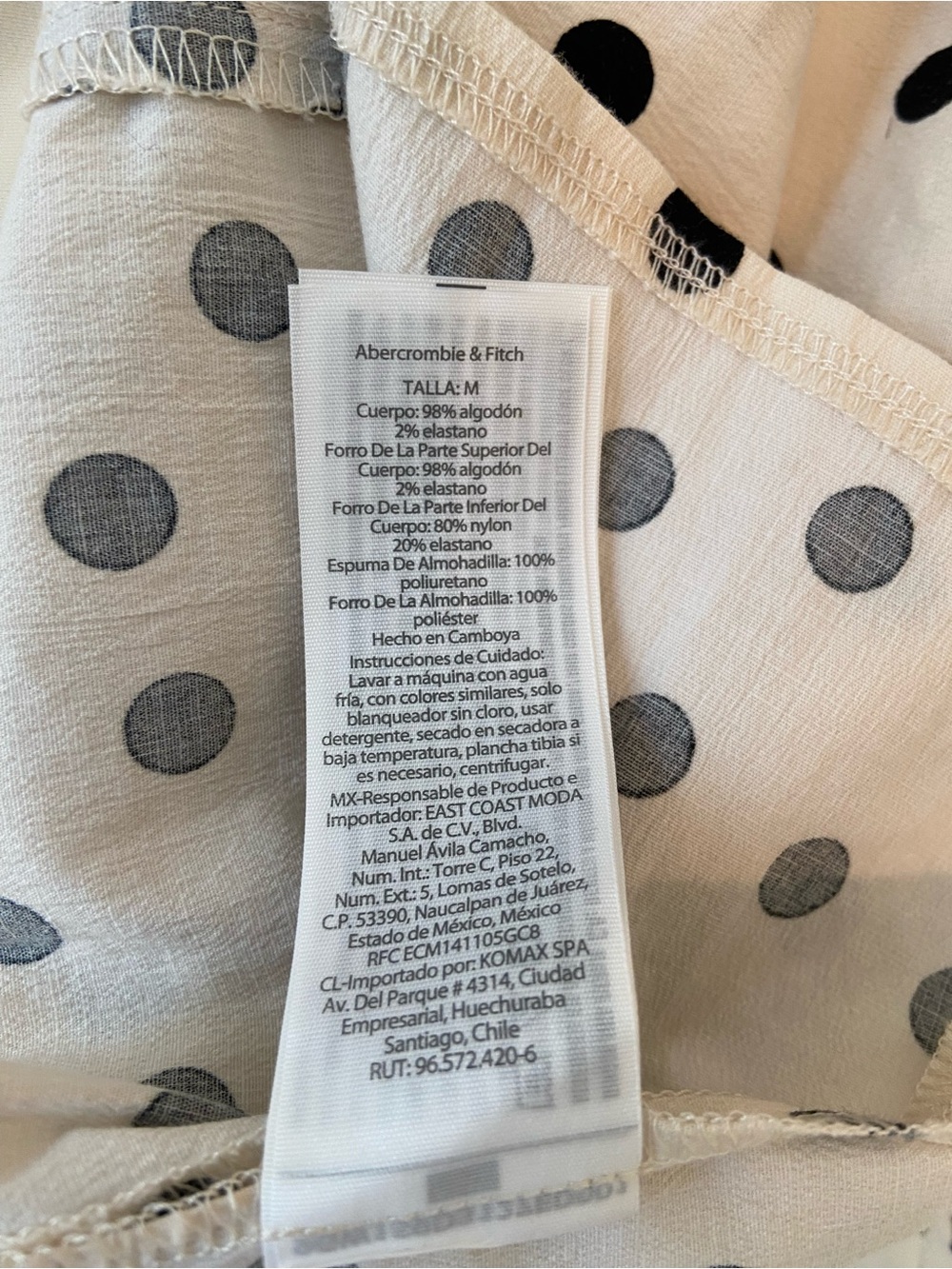 Abercrombie & Fitch Bra Free Everyday Skort Medium Cream Black Polka Dot - Picture 6 of 9